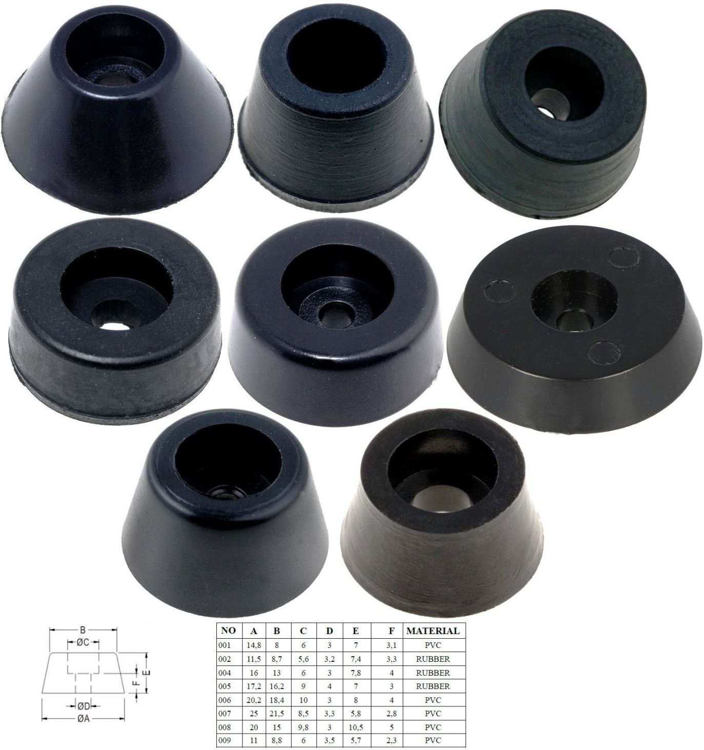 Pie Goma serie 00 Negro